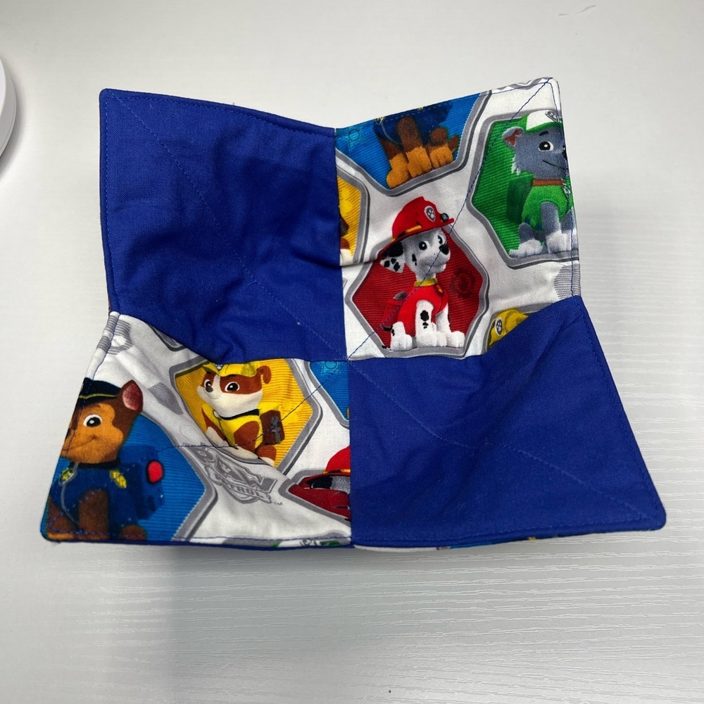Hand Crafted Bowl Cozy Bowl Holder Microwavable  Cotton Padded Paw Patrol Blue